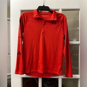 Under Armour Youth Quarter Zip Red Long Sleeve Size Large